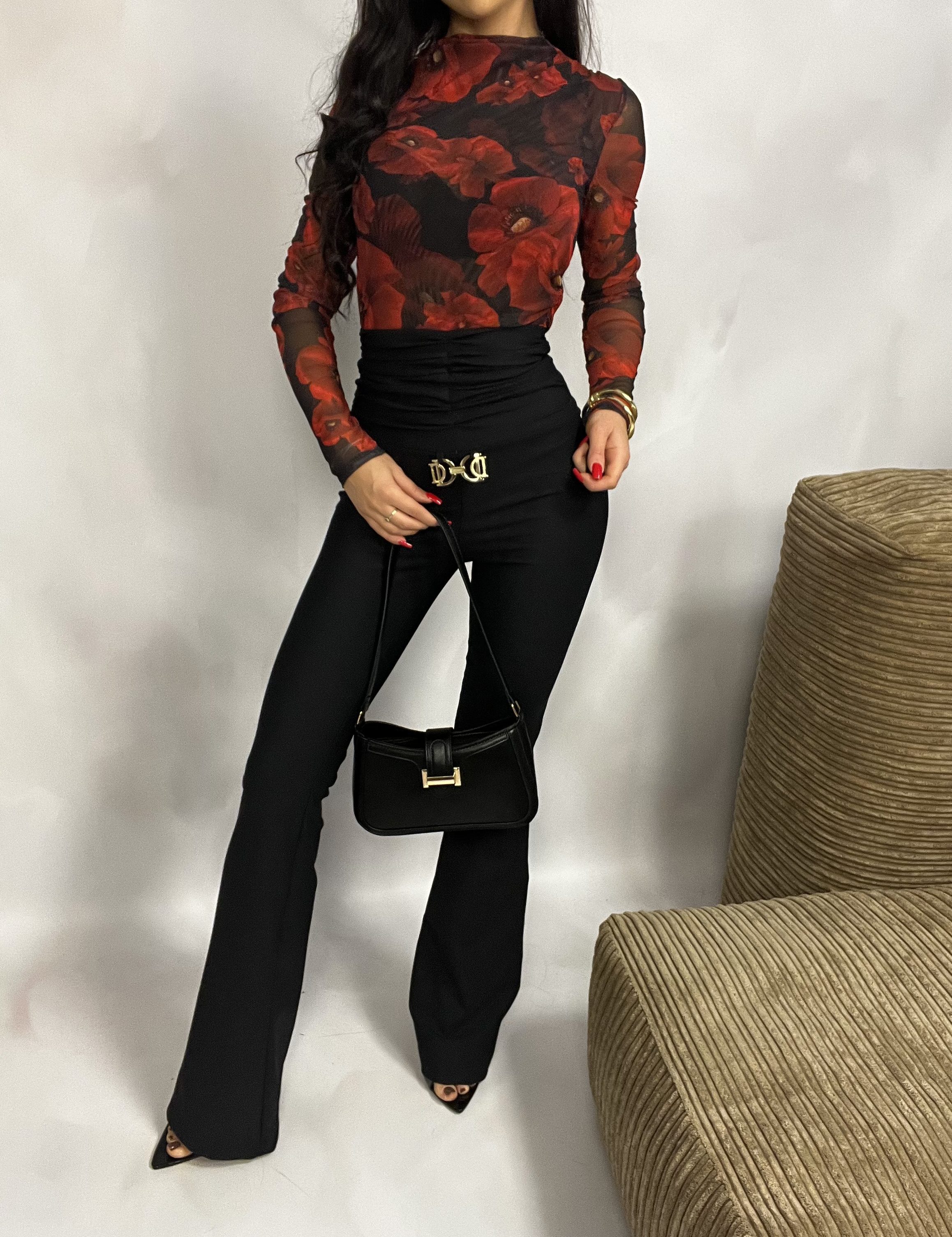 Legginsy LA DIVA - dzwony, poszerzane nogawki, bardzo wysoki stan, mocno modelujące