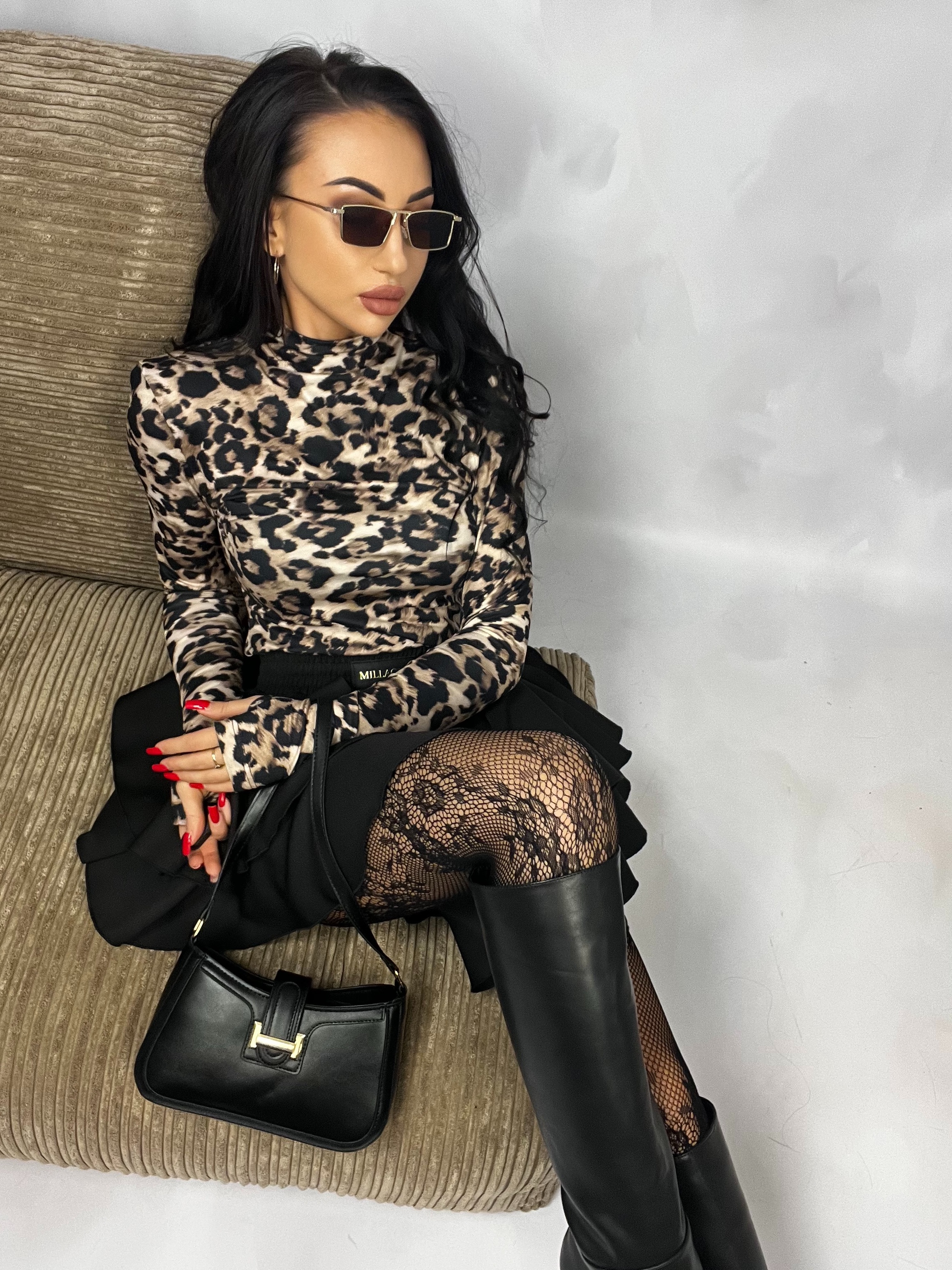 Pół golf Butter print / panterka MILLAGRO Polska produkcja