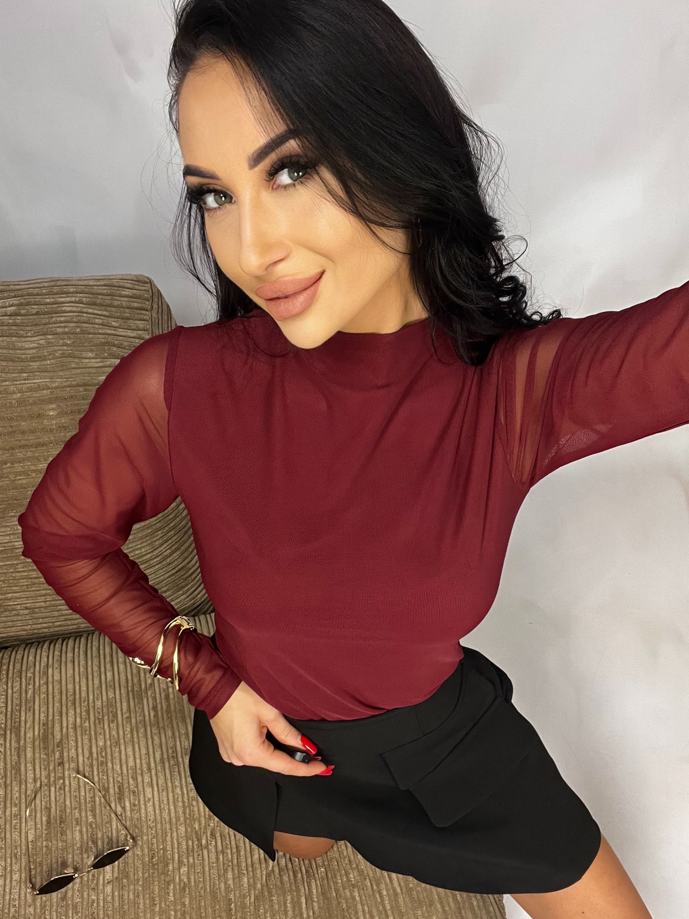 Bluzka BY ME SKIN IV TRANSPARENT BORDO