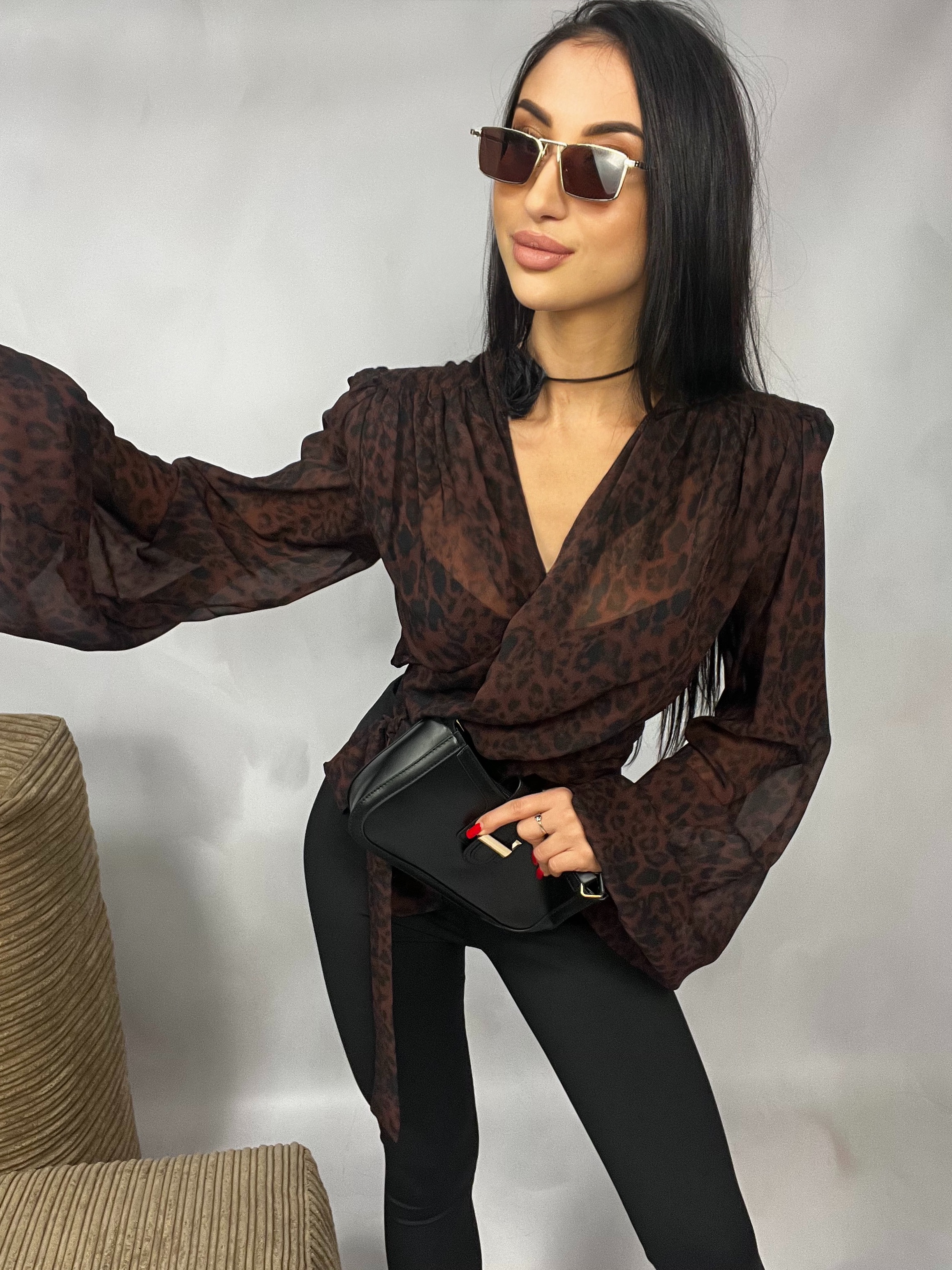 Koszula wiązana LA MILLA - Panterka