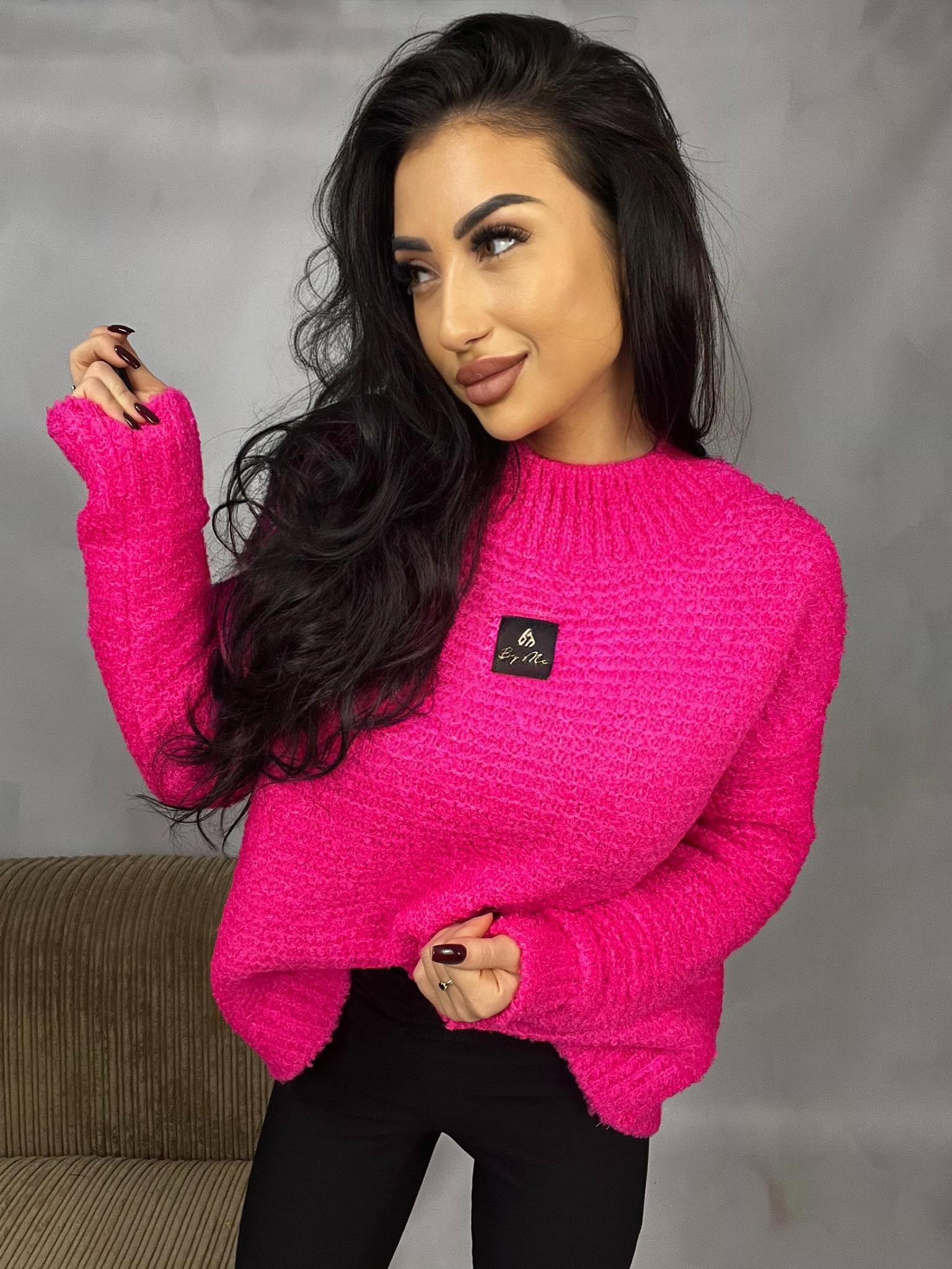 Sweter z wełną, róż ByMe